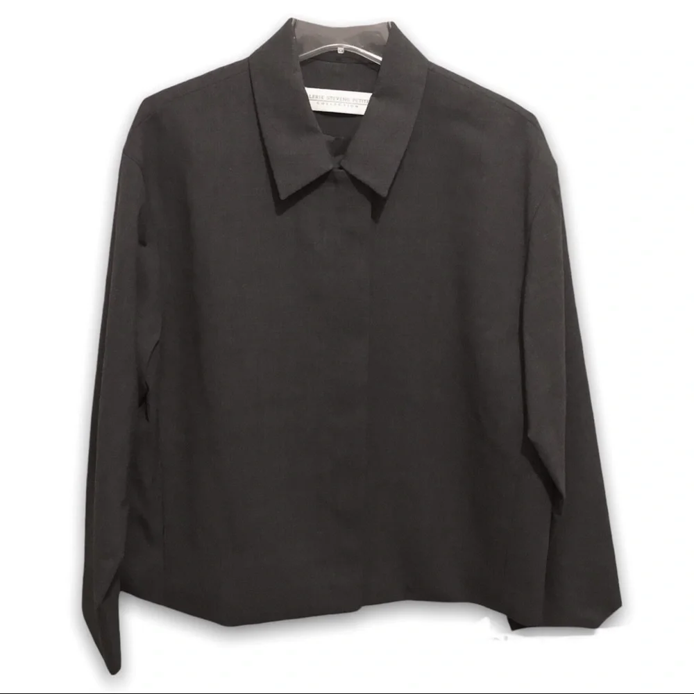 Valerie Stevens Petites Collection Gray Wool Zip Front Long Sleeve Jacket NWOT - Picture 1 of 15